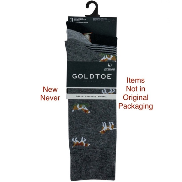 GoldToe Edition Mens Dogs Ducks & Stripes Crew Socks Assorted, 3 Pack - Picture 8 of 9